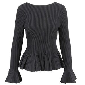 Jonathan Simkhai Black Rib Knit Peplum Top Size Small